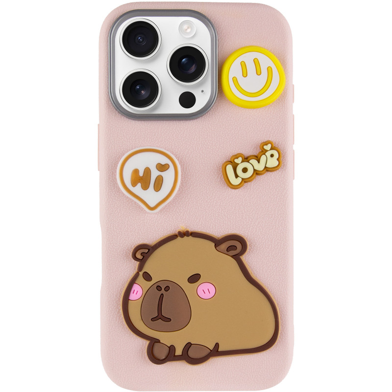 Фото Чохол TPU Leather Toys на Apple iPhone 16 Pro (6.3") (Capybara / Pink) на vchehle.ua