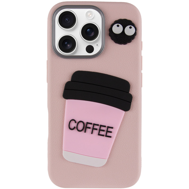 Фото Чохол TPU Leather Toys на Apple iPhone 16 Pro (6.3") (Coffee / Pink) на vchehle.ua
