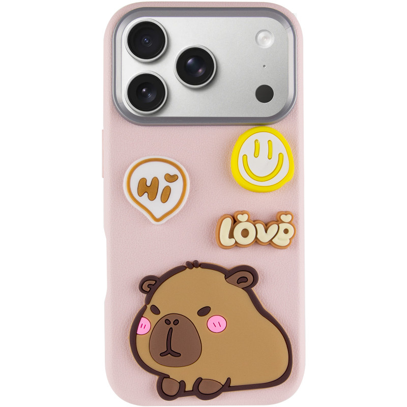Фото Чехол TPU Leather Toys для Apple iPhone 17 Pro (6.3") (Capybara / Pink) на vchehle.ua