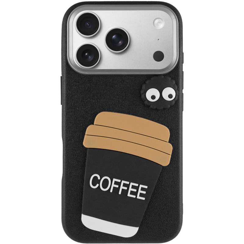 Фото Чехол TPU Leather Toys для Apple iPhone 17 Pro (6.3") (Coffee / Black) на vchehle.ua