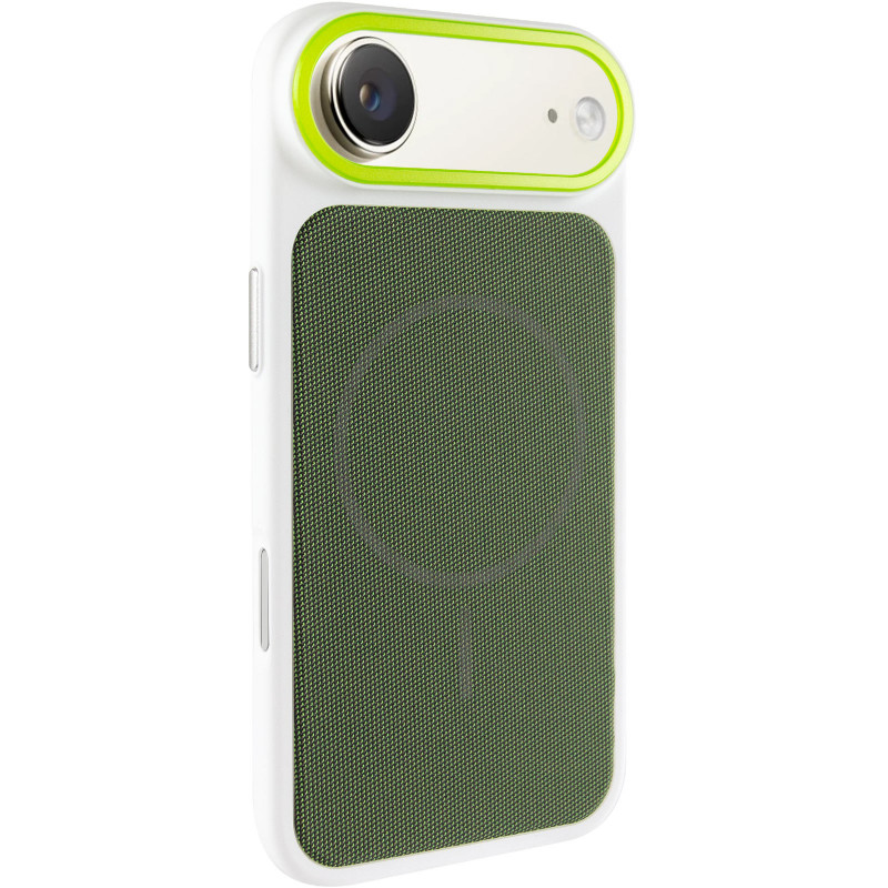 Чехол PC Textile Hybrid with Magnetic Fit для Apple iPhone 17 Air (6.5") (White / Green)