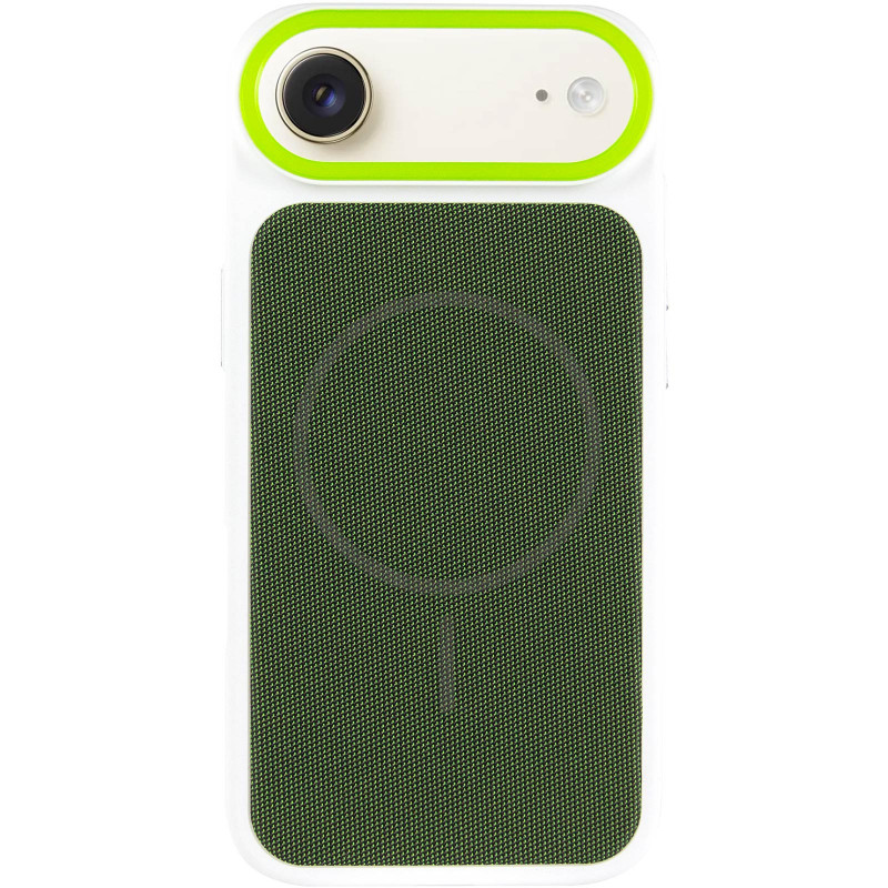 Фото Чехол PC Textile Hybrid with Magnetic Fit для Apple iPhone 17 Air (6.5") (White / Green) на vchehle.ua
