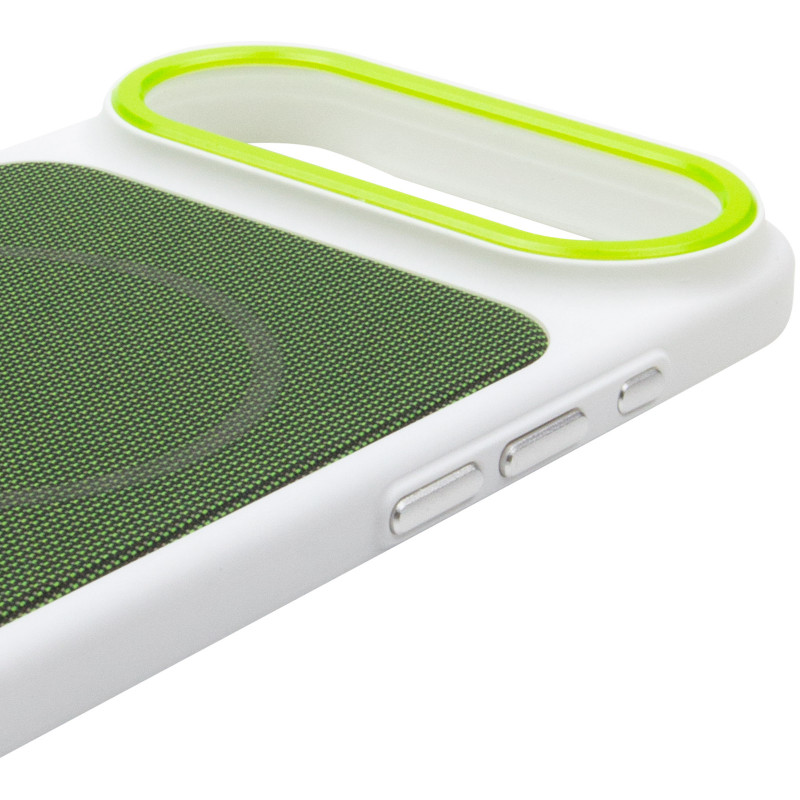 Чехол PC Textile Hybrid with Magnetic Fit для Apple iPhone 17 Air (6.5") (White / Green) в магазине vchehle.ua