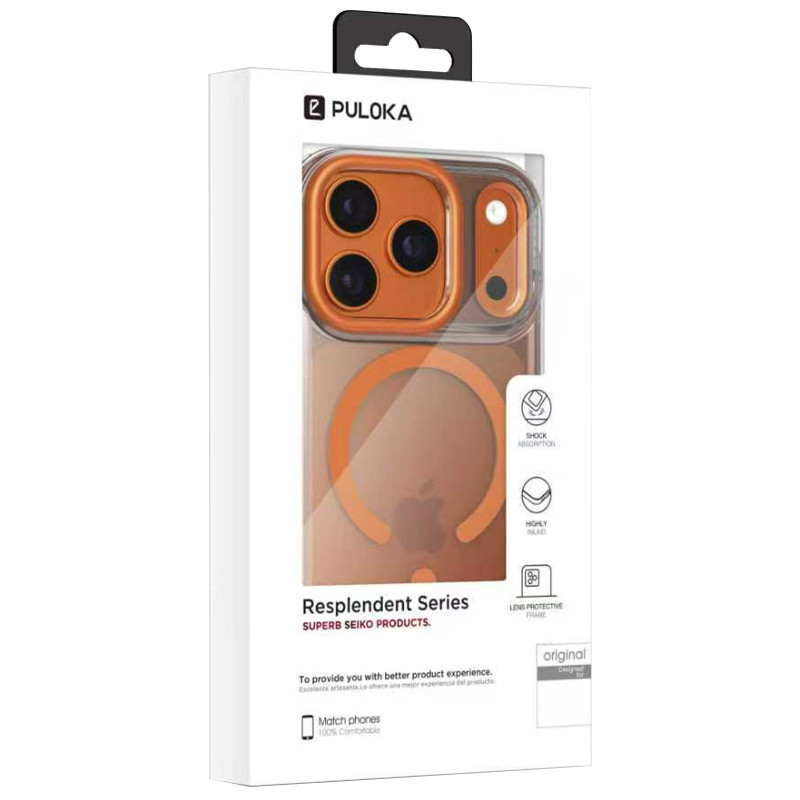Фото Чохол TPU+PC Puloka Resplendent with Magnetic Safe для Apple iPhone 17 Pro Max (6.9") (Orange) в маназині vchehle.ua