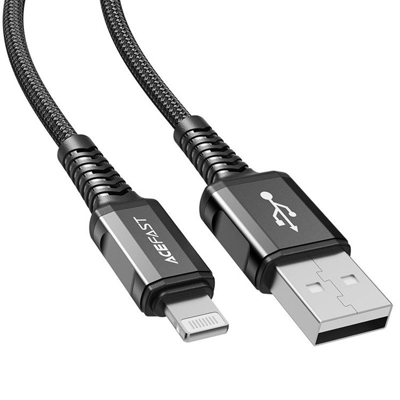 Фото Дата кабель Acefast C1-02 USB to Lightning 2.4A (1.2m) (Black) на vchehle.ua