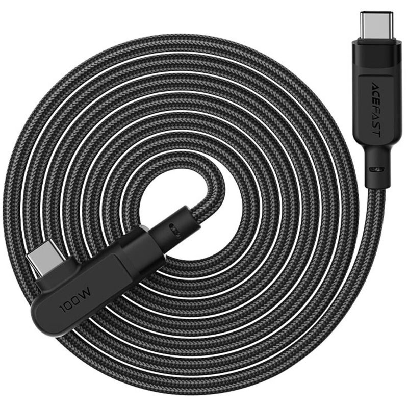 Фото Дата кабель Acefast C5-03 USB-C to USB-C 100W right angled aluminum alloy (2m) (Black) в магазине vchehle.ua