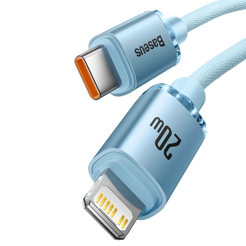 Фото Дата кабель Baseus Crystal Shine Series Type-C to Lightning 20W (1.2m) (CAJY00020) (Sky Blue) в магазине vchehle.ua