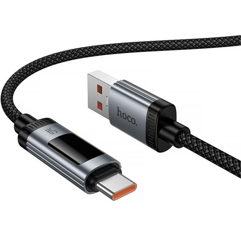 Фото Дата кабель Hoco U148 Lord with display USB to Type-C 100W (1.2m) (Black) на vchehle.ua