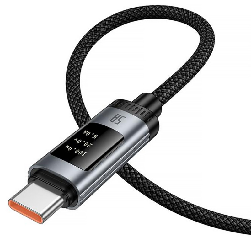 Дата кабель Hoco U148 Lord with display USB to Type-C 100W (1.2m) (Black) в магазине vchehle.ua