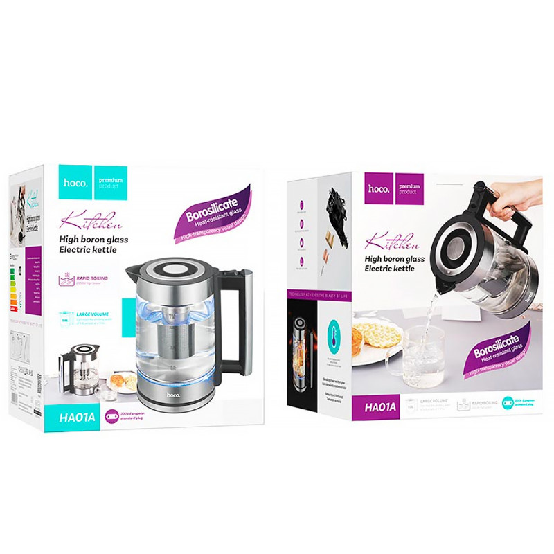 Купить Электрочайник Hoco HA01A Kitchen high (1.8L) (Stainless Steel) на vchehle.ua
