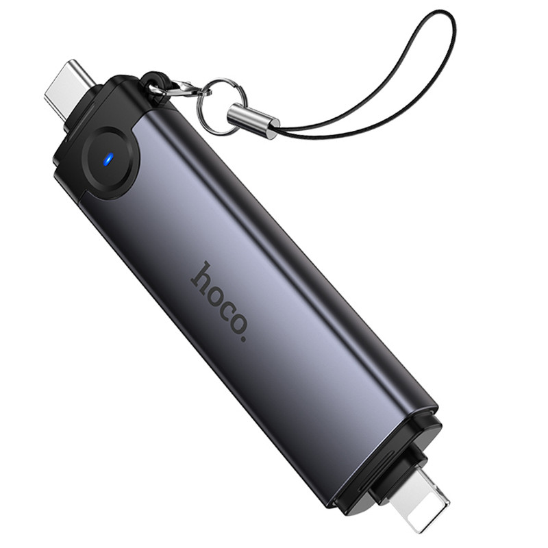 Картридер Hoco HB56B Victory 5in1 Type-C/Lightning to SD/TF3.0 + USB 2.0 (Metal gray) в магазине vchehle.ua