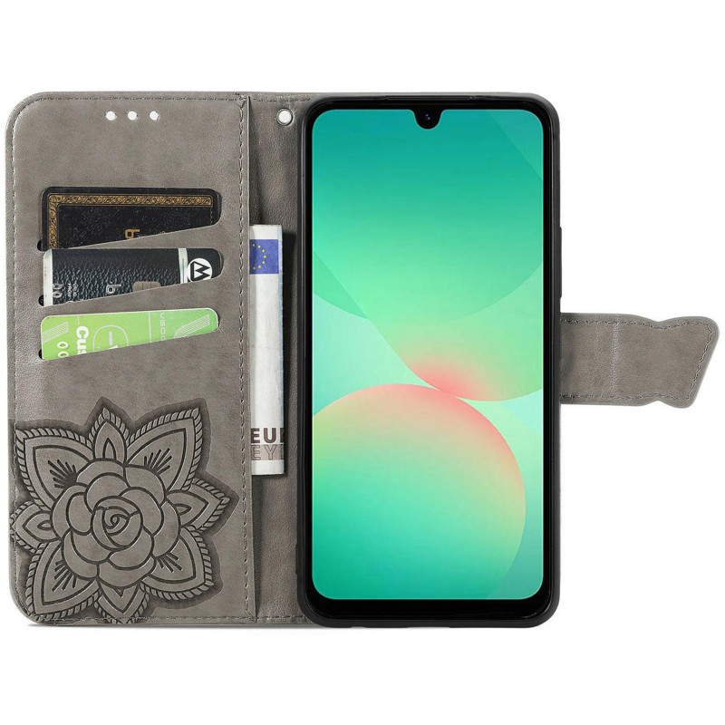 Фото Кожаный чехол-книжка Butterfly Pattern для Samsung Galaxy A36 5G / A37 5G / A56 5G (Gray) в магазине vchehle.ua
