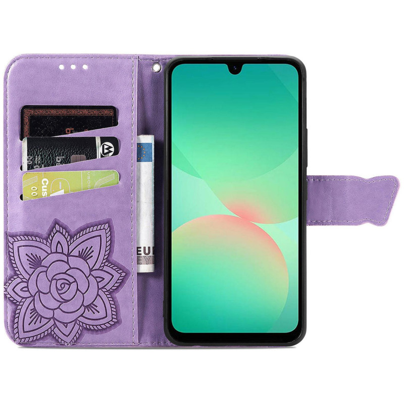 Фото Кожаный чехол-книжка Butterfly Pattern для Samsung Galaxy A36 5G / A37 5G / A56 5G (Lavender) в магазине vchehle.ua