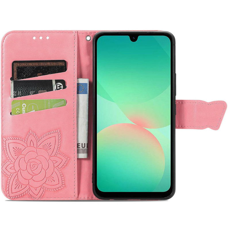 Фото Кожаный чехол-книжка Butterfly Pattern для Samsung Galaxy A36 5G / A37 5G / A56 5G (Pink) в магазине vchehle.ua