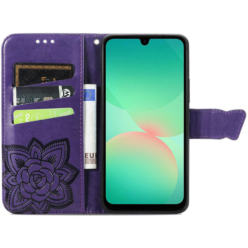 Фото Кожаный чехол-книжка Butterfly Pattern для Samsung Galaxy A36 5G / A37 5G / A56 5G (Purple) в магазине vchehle.ua