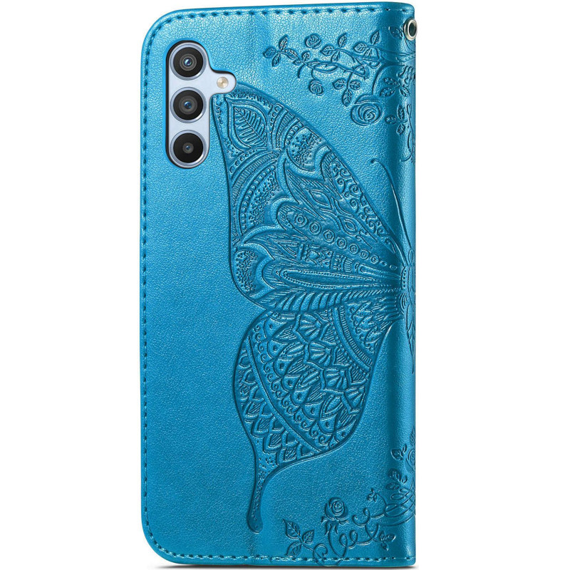 Фото Шкіряний чохол-книжка Butterfly Pattern на Samsung Galaxy A57 5G (Blue) на vchehle.ua
