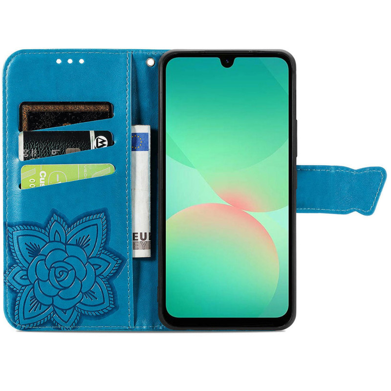 Фото Шкіряний чохол-книжка Butterfly Pattern на Samsung Galaxy A57 5G (Blue) в маназині vchehle.ua