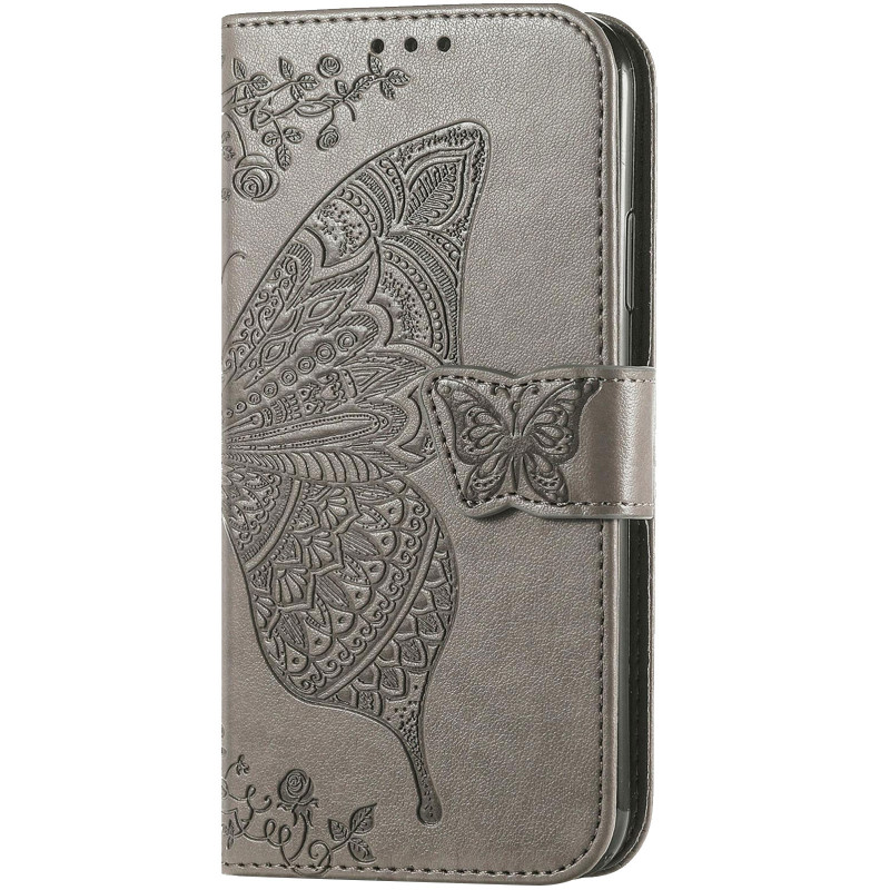 Шкіряний чохол-книжка Butterfly Pattern на Samsung Galaxy A57 5G (Gray)