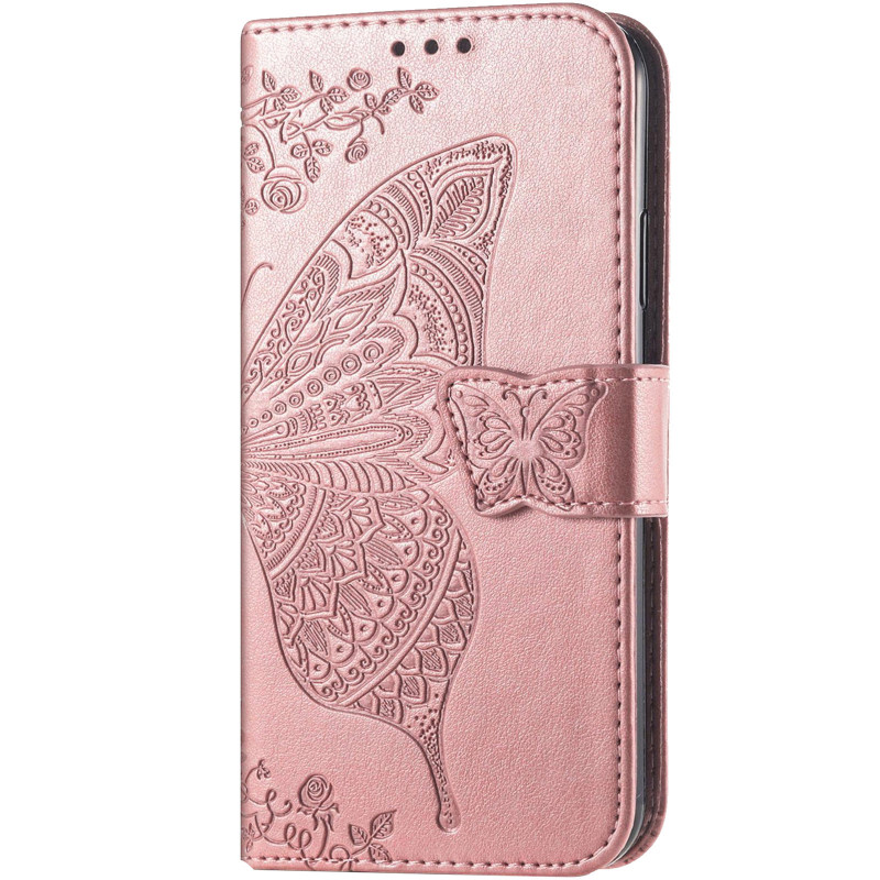 Шкіряний чохол-книжка Butterfly Pattern на Samsung Galaxy A57 5G (Rose Gold)