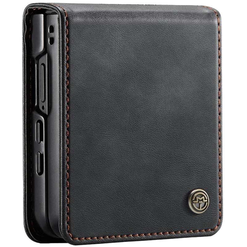 Фото Шкіряний чохол-книжка CaseMe Velvet Matte для Samsung Galaxy Z Flip7 (Black) на vchehle.ua