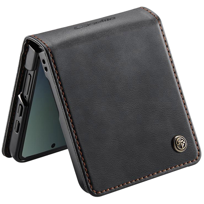 Фото Шкіряний чохол-книжка CaseMe Velvet Matte для Samsung Galaxy Z Flip7 (Black) в маназині vchehle.ua
