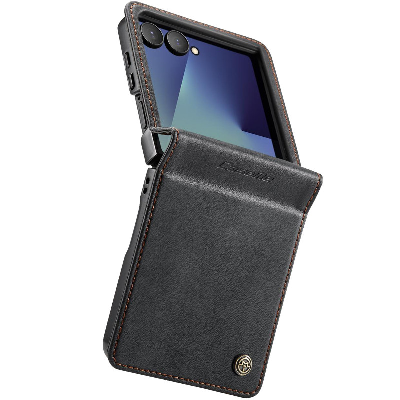 Шкіряний чохол-книжка CaseMe Velvet Matte для Samsung Galaxy Z Flip7 (Black) в магазині vchehle.ua