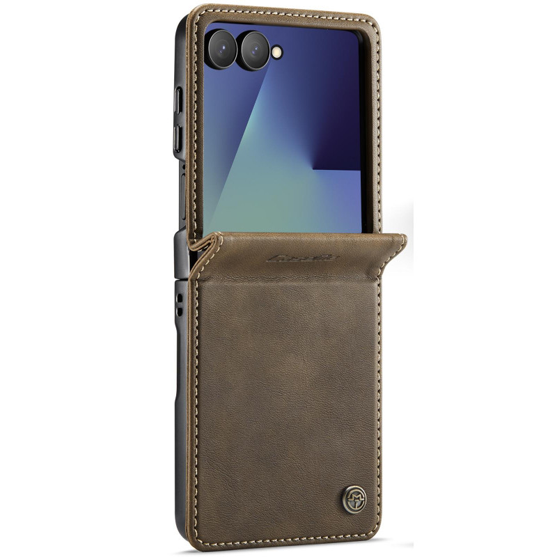 Шкіряний чохол-книжка CaseMe Velvet Matte для Samsung Galaxy Z Flip7 (Coffee)