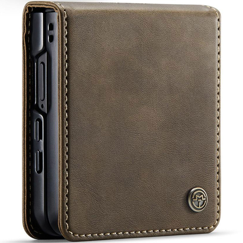 Фото Шкіряний чохол-книжка CaseMe Velvet Matte для Samsung Galaxy Z Flip7 (Coffee) на vchehle.ua
