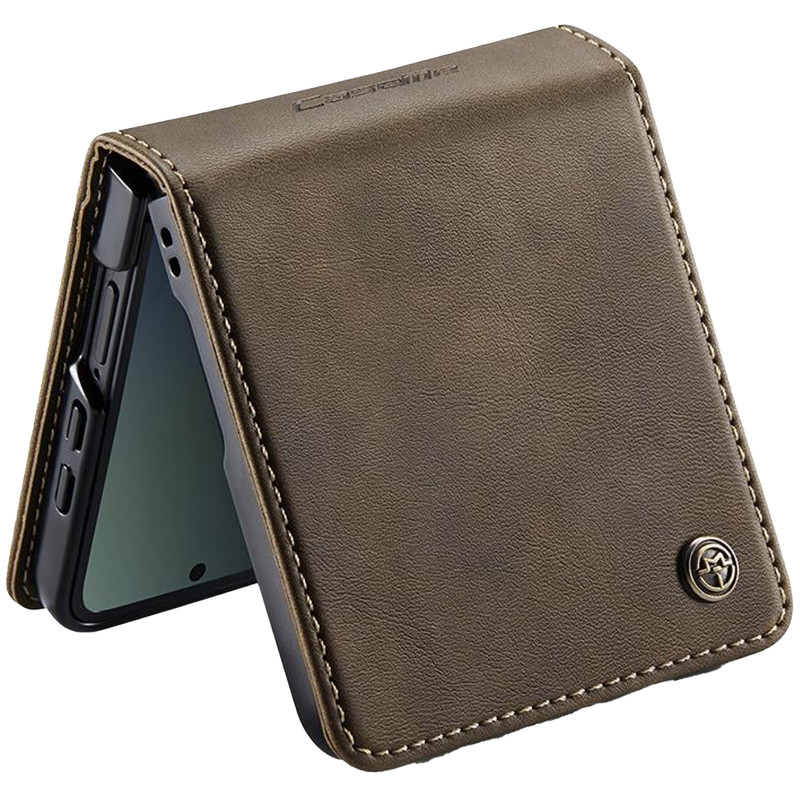 Фото Шкіряний чохол-книжка CaseMe Velvet Matte для Samsung Galaxy Z Flip7 (Coffee) в маназині vchehle.ua
