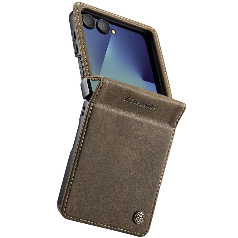 Шкіряний чохол-книжка CaseMe Velvet Matte для Samsung Galaxy Z Flip7 (Coffee) в магазині vchehle.ua