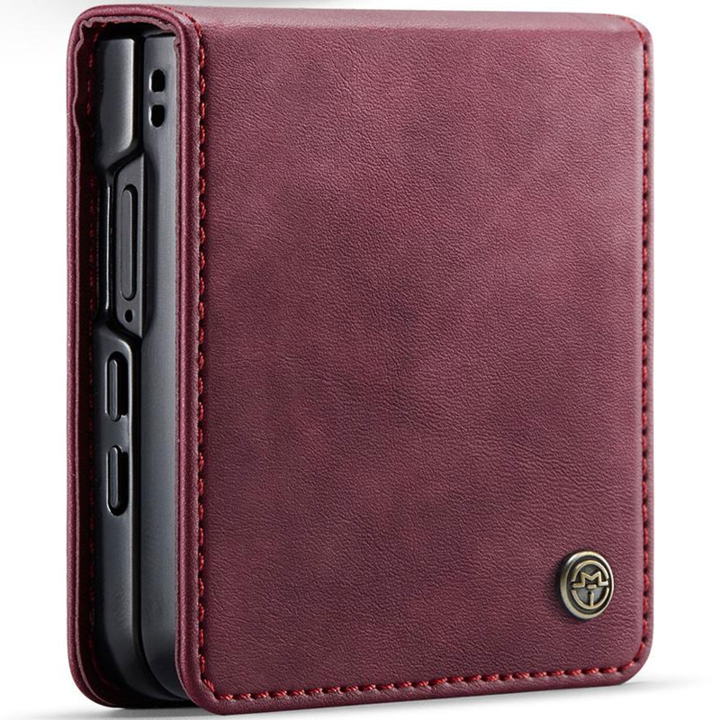 Фото Шкіряний чохол-книжка CaseMe Velvet Matte для Samsung Galaxy Z Flip7 (Red) на vchehle.ua