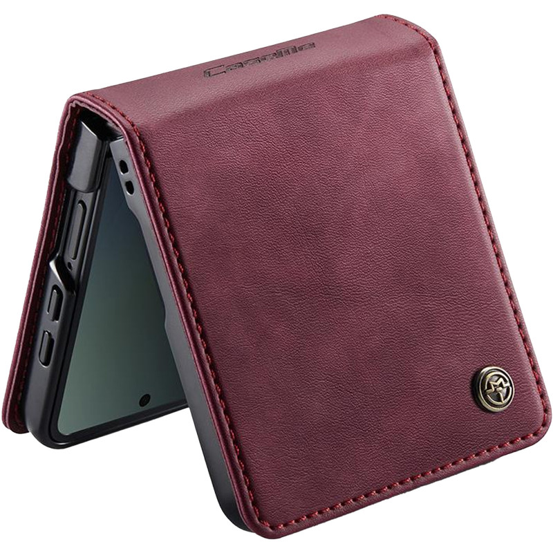 Фото Шкіряний чохол-книжка CaseMe Velvet Matte для Samsung Galaxy Z Flip7 (Red) в маназині vchehle.ua