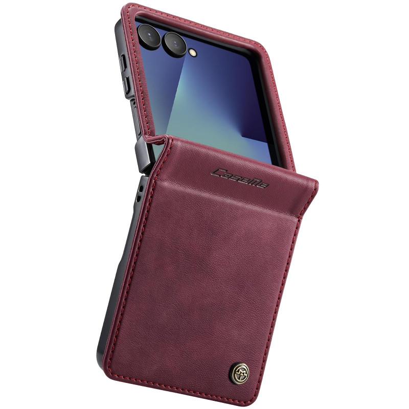 Шкіряний чохол-книжка CaseMe Velvet Matte для Samsung Galaxy Z Flip7 (Red) в магазині vchehle.ua