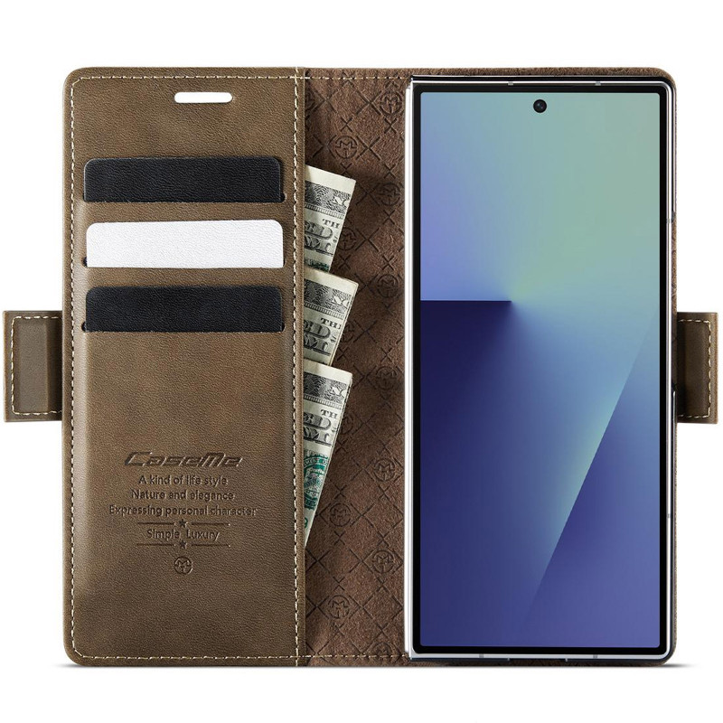 Фото Шкіряний чохол-книжка CaseMe Velvet Matte для Samsung Galaxy Z Fold7 (Coffee) в маназині vchehle.ua