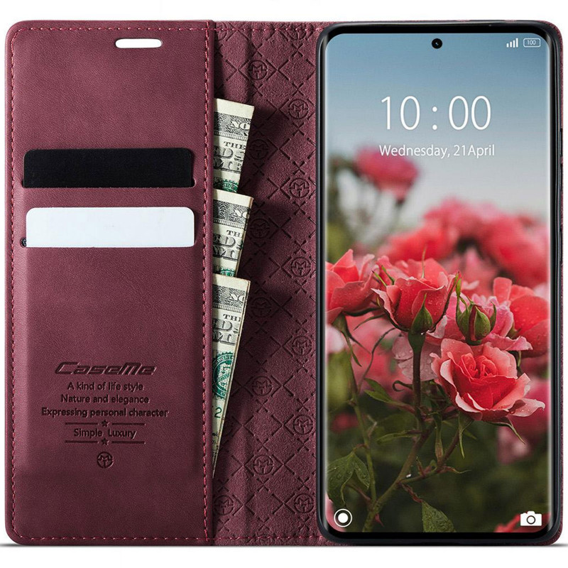 Фото Шкіряний чохол-книжка CaseMe Velvet Matte для Xiaomi Redmi Note 15 Pro 4G (Red) в маназині vchehle.ua