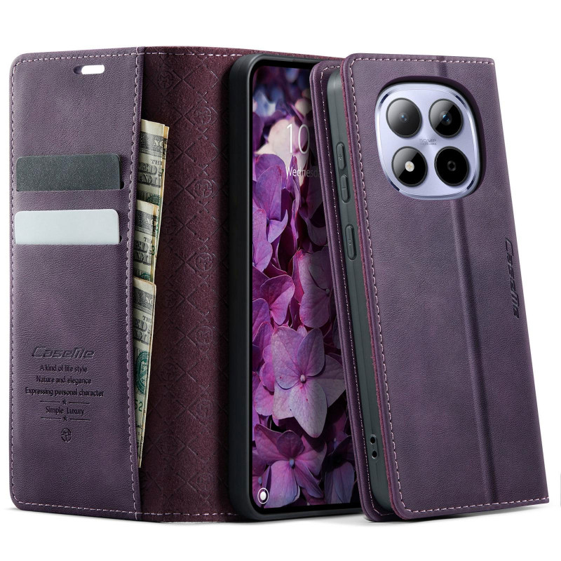 Фото Шкіряний чохол-книжка CaseMe Velvet Matte для Xiaomi Redmi Note 15 Pro 5G (Purple) на vchehle.ua
