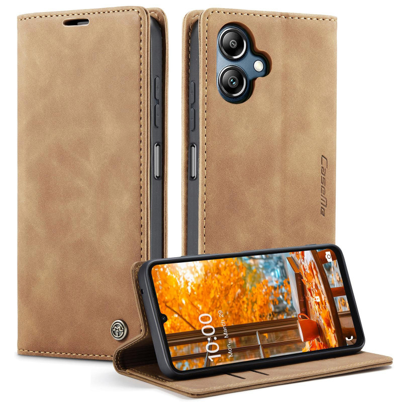 Фото Кожаный чехол-книжка CaseMe Velvet Nubuck для Samsung Galaxy A07 / A06 (Brown) на vchehle.ua