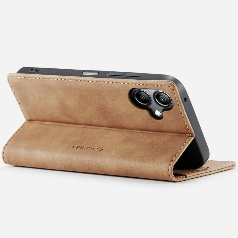 Фото Кожаный чехол-книжка CaseMe Velvet Nubuck для Samsung Galaxy A07 / A06 (Brown) в магазине vchehle.ua