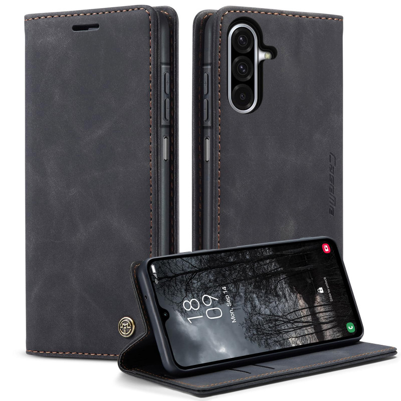 Фото Шкіряний чохол-книжка CaseMe Velvet Nubuck на Samsung Galaxy A16 4G/5G (Black) на vchehle.ua