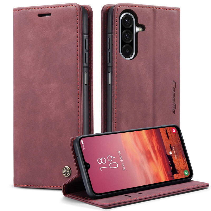 Фото Шкіряний чохол-книжка CaseMe Velvet Nubuck на Samsung Galaxy A16 4G/5G (Red) на vchehle.ua
