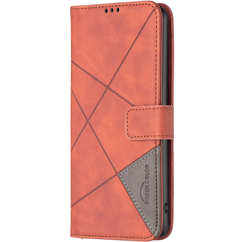 Кожаный чехол-книжка Geometric Pattern для Samsung Galaxy A16 4G/5G (Brown)