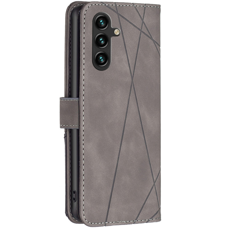Фото Кожаный чехол-книжка Geometric Pattern для Samsung Galaxy A16 4G/5G (Grey) на vchehle.ua