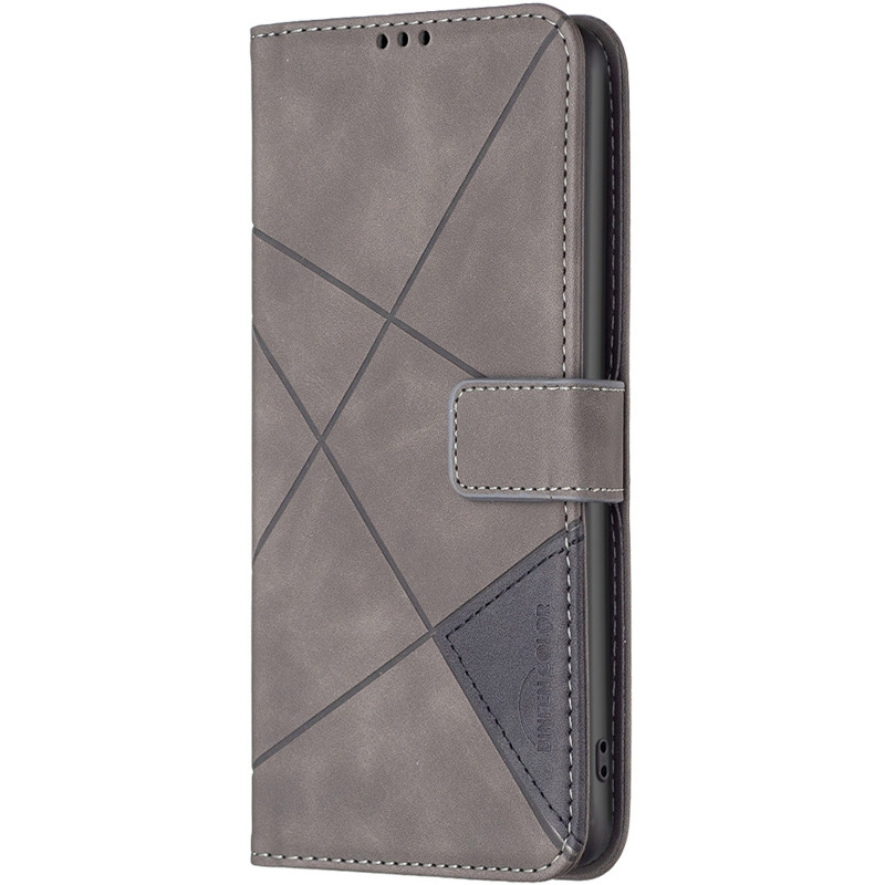 Кожаный чехол-книжка Geometric Pattern для Samsung Galaxy A36 5G / A37 5G / A56 5G (Grey)