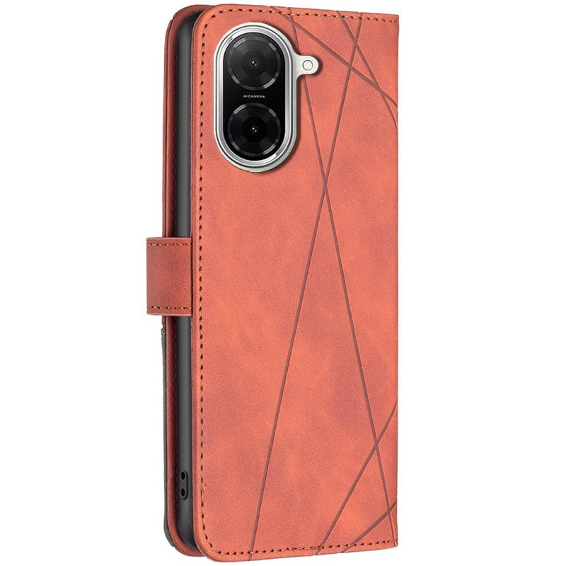 Фото Шкіряний чехол-книжка Geometric Pattern на Xiaomi Poco X8 Pro (Brown) на vchehle.ua
