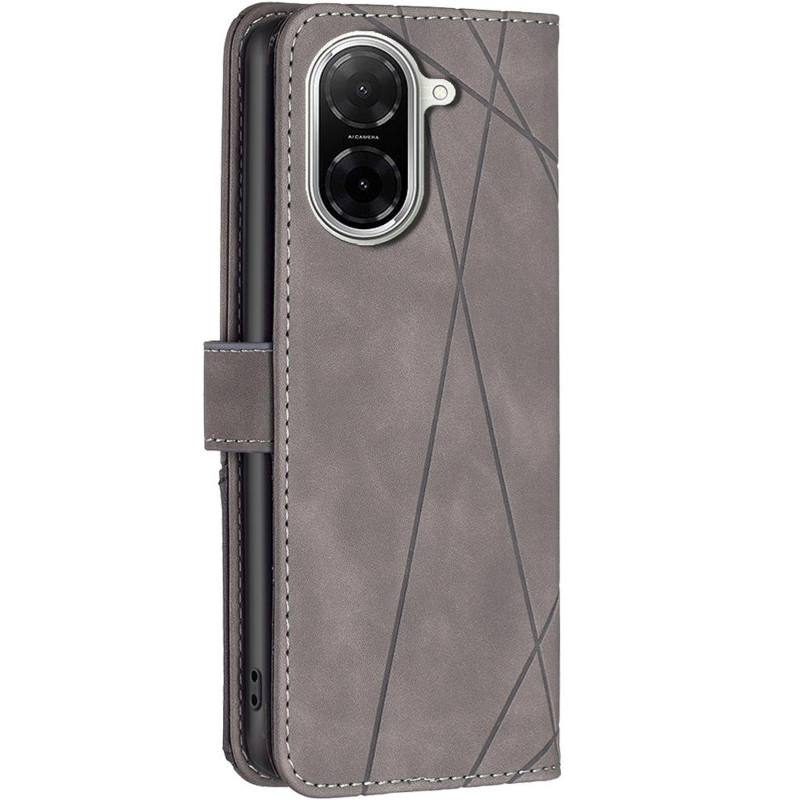 Фото Шкіряний чехол-книжка Geometric Pattern на Xiaomi Poco X8 Pro (Grey) на vchehle.ua
