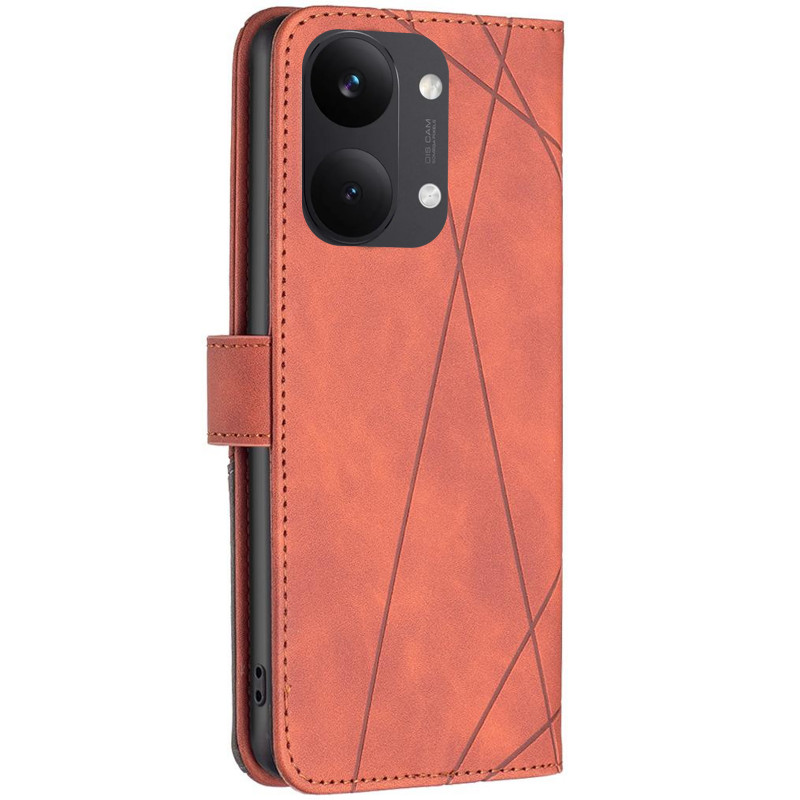 Фото Шкіряний чехол-книжка Geometric Pattern на Xiaomi Poco X8 Pro Max (Brown) на vchehle.ua