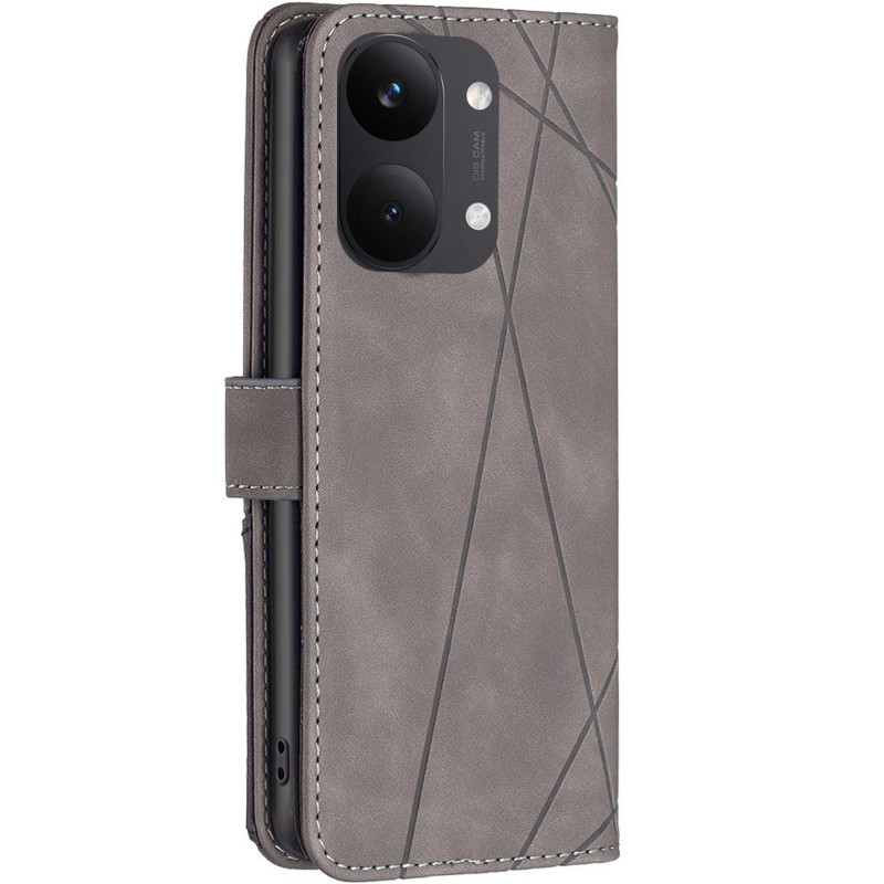 Фото Шкіряний чехол-книжка Geometric Pattern на Xiaomi Poco X8 Pro Max (Grey) на vchehle.ua