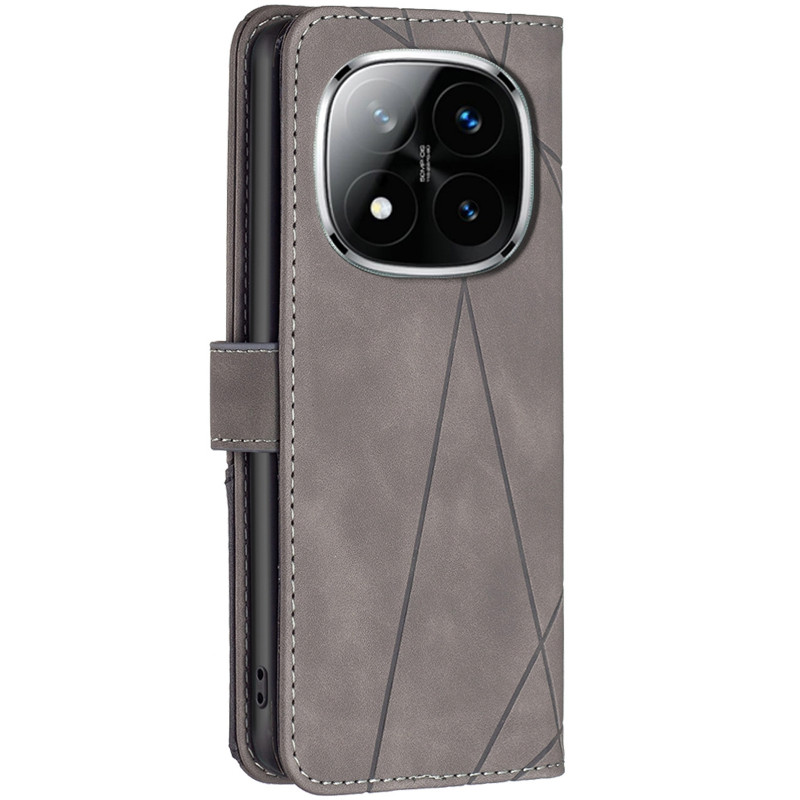 Фото Шкіряний чехол-книжка Geometric Pattern на Xiaomi Redmi Note 15 Pro 4G (Grey) на vchehle.ua