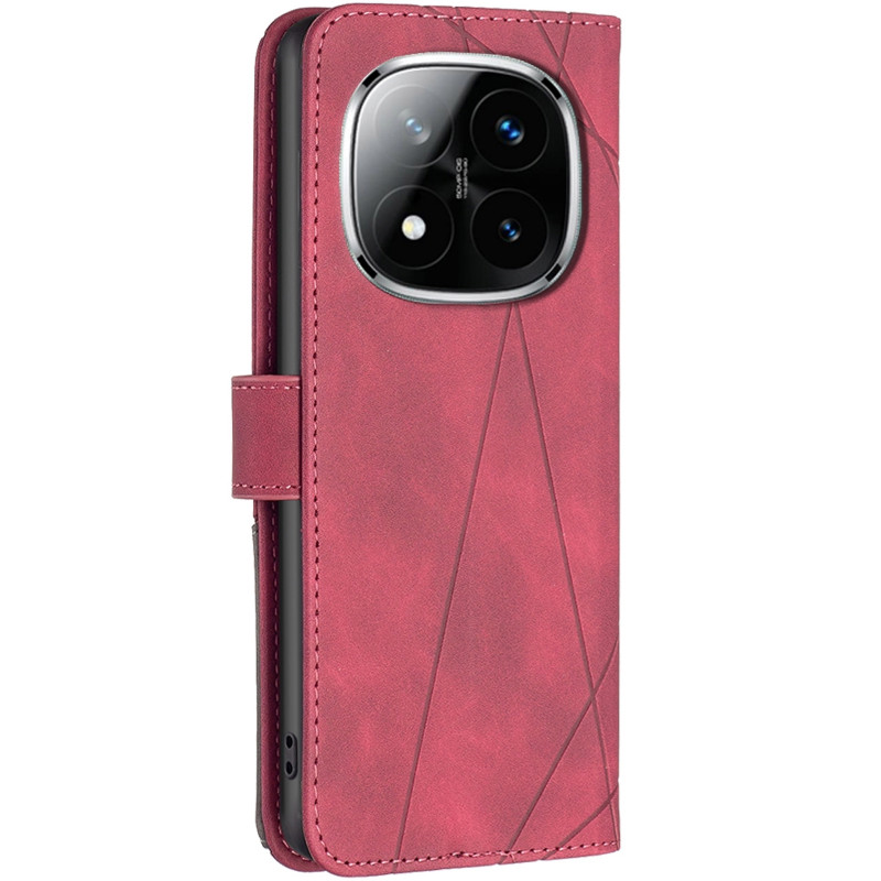 Фото Шкіряний чехол-книжка Geometric Pattern на Xiaomi Redmi Note 15 Pro 4G (Red) на vchehle.ua