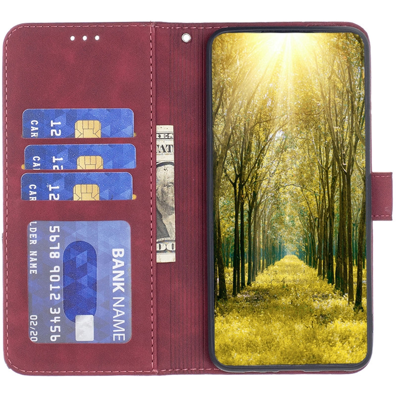 Шкіряний чехол-книжка Geometric Pattern на Xiaomi Redmi Note 15 Pro 4G (Red) в магазині vchehle.ua